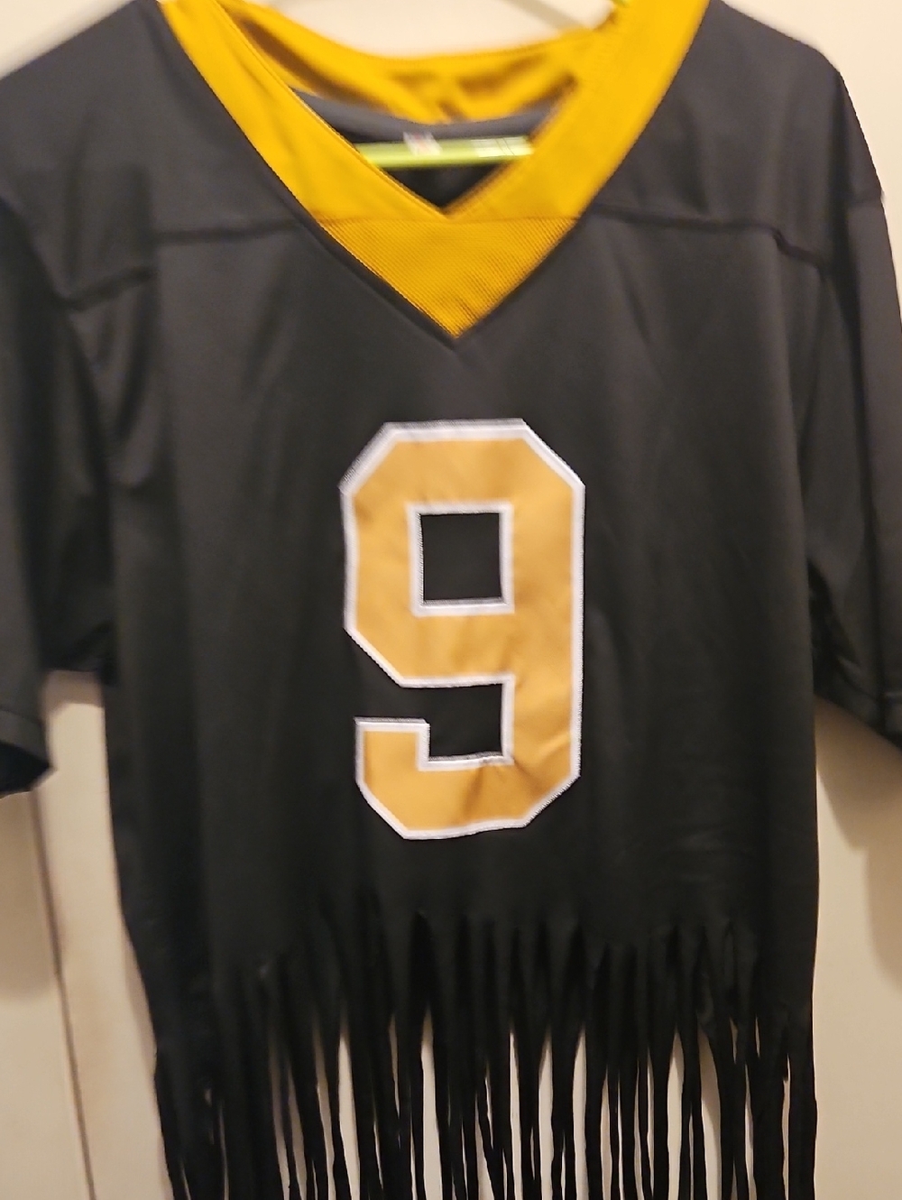 Black and Gold Fringe Sports Jersey with Number 9 Brees I
